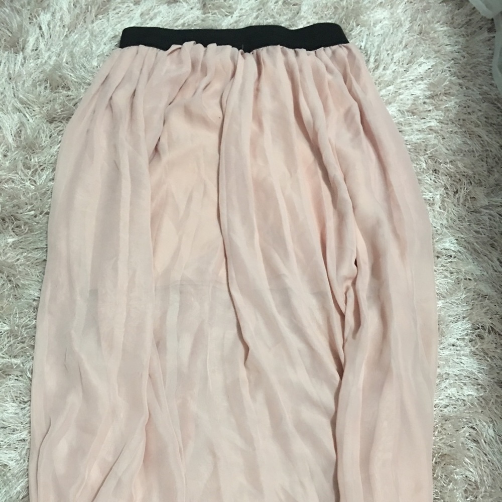 light pink airy maxi skirt